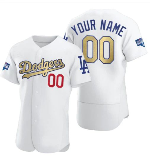 Custom Los Angeles Dodgers Champion White Jersey Stitched Any Name And Number Baseball Jerseys