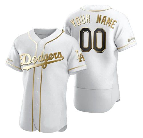 Custom Los Angeles Dodgers Jersey Golden Edition White Stitched Any Name And Number Baseball Jerseys