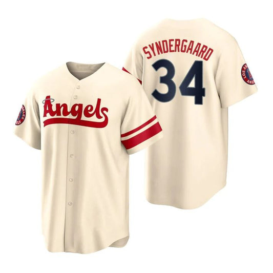 Los Angeles Angels #34 Noah Syndergaard Cream Stitched 2022 City Connect Jersey Men Youth Women Baseball Jerseys