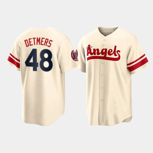 Los Angeles Angels #48 Reid Detmers Cream Stitched 2022 City Connect Jersey Men Youth Women Baseball Jerseys