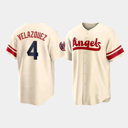 Los Angeles Angels #4 Andrew Velazquez Cream Stitched 2022 City Connect Jersey Men Youth Women Baseball Jerseys