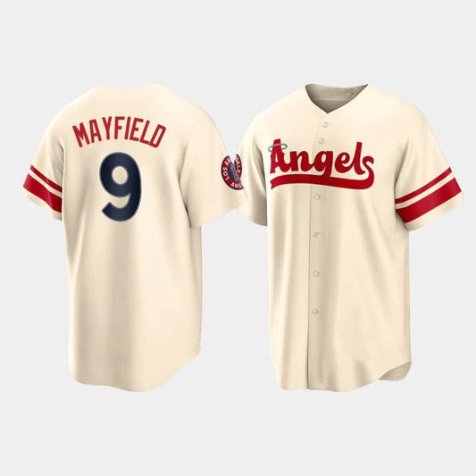 Los Angeles Angels #9 Jack Mayfield Cream Stitched 2022 City Connect Jersey Men Youth Women Baseball Jerseys