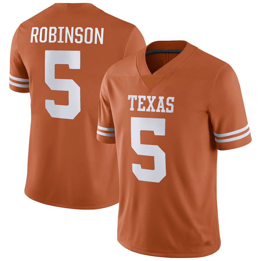 T.Longhorns #5 Bijan Robinson NIL Replica Football Jersey Texas Orange Stitched American College Jerseys