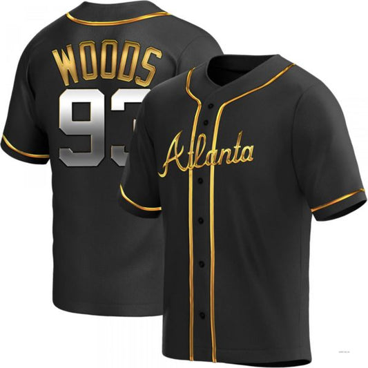 Atlanta Braves #93 William Woods Black Golden Alternate Stitches Baseball Jerseys