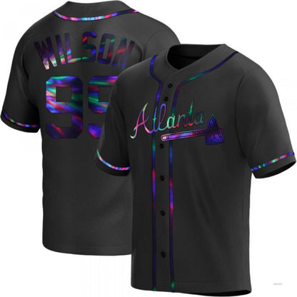 Atlanta Braves #99 Brooks Wilson Black Holographic Alternate Jersey Stitches Baseball Jerseys