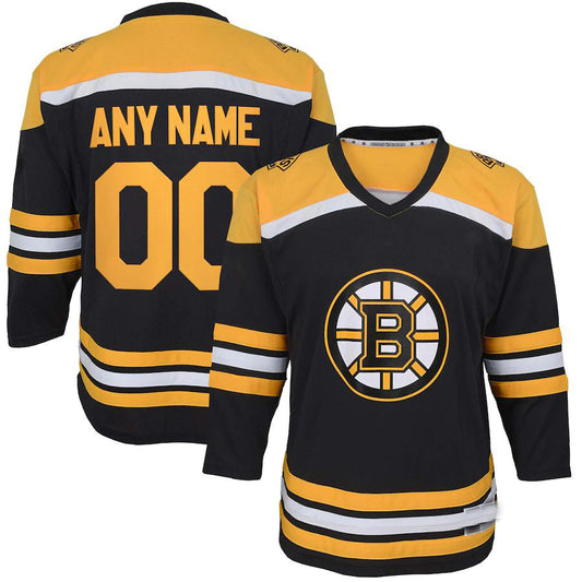 Custom B.Bruins Home Replica Jersey Black Stitched American Hockey Jerseys