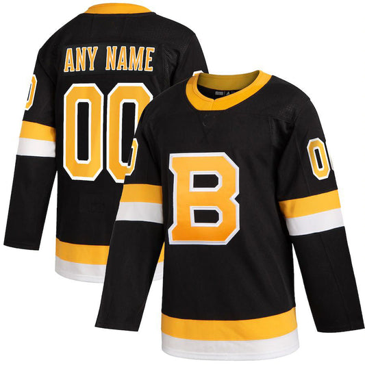 Custom B.Bruins Alternate Authentic Jersey Black Stitched American Hockey Jerseys