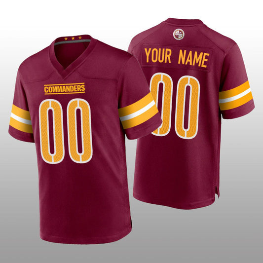 Custom W.Commanders Burgundy Game Football Jersey