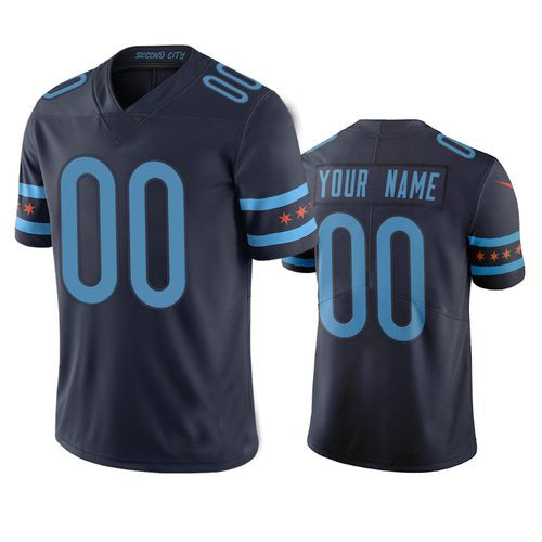 C.Bears Custom Navy Vapor Limited City Edition Jersey Stitched American Football Jerseys