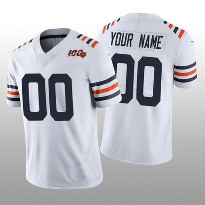 Custom C.Bears White Alternate Classic Limited 100th Season Jersey Stitched Jersey Football Jerseys