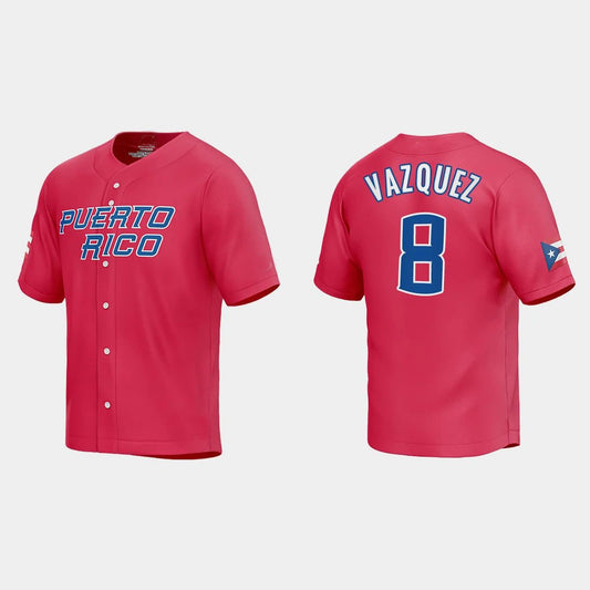 #8 CHRISTIAN VAZQUEZ WORLD BASEBALL CLASSIC 2023 WORLD BASEBALL CLASSIC JERSEY – RED Stitches Baseball Jerseys