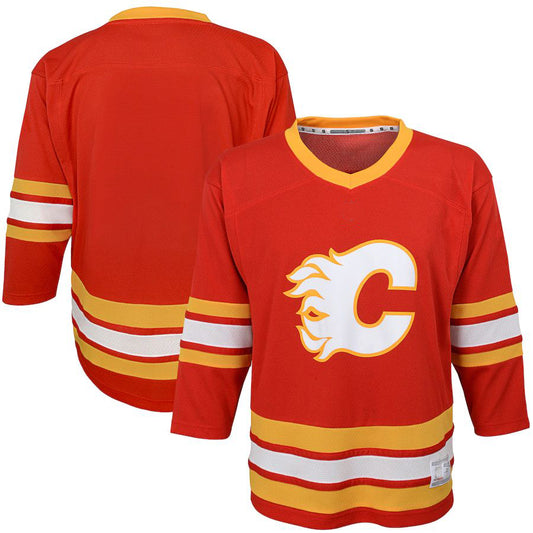 Custom C.Flames Home Replica Red Stitched American Hockey Jerseys