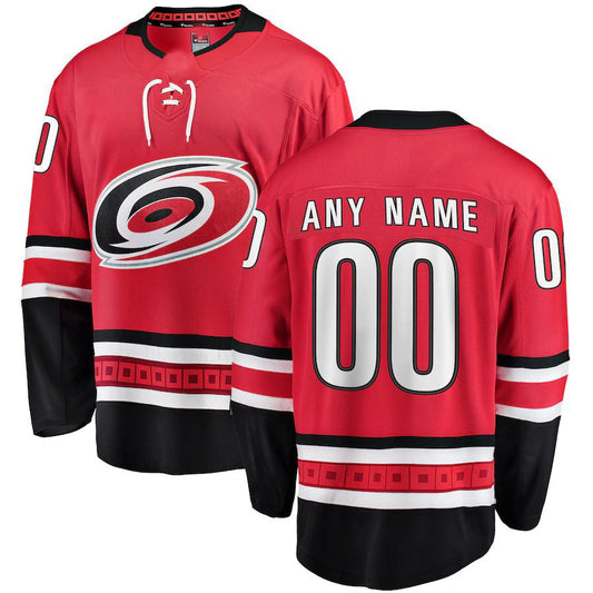 Custom C.Hurricanes Fanatics Branded Home Breakaway Jersey Red Stitched American Hockey Jerseys