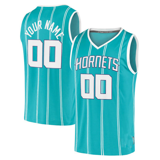 Custom C.Hornets Fanatics Branded 2020 Fast Break Replica  Jersey Icon Edition Teal American Stitched Basketball Jersey