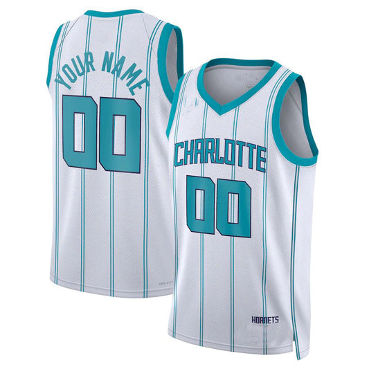 Custom C.Hornets Jordan Brand Unisex 2022-23 Swingman Jersey White Association Edition American Stitched Basketball Jersey