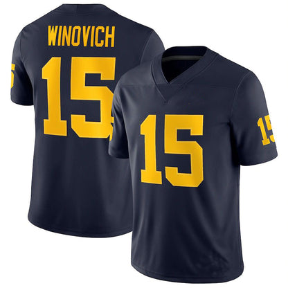 M.Wolverines #15 Chase Winovich Jordan Brand Game Jersey Navy Stitched American College Jerseys