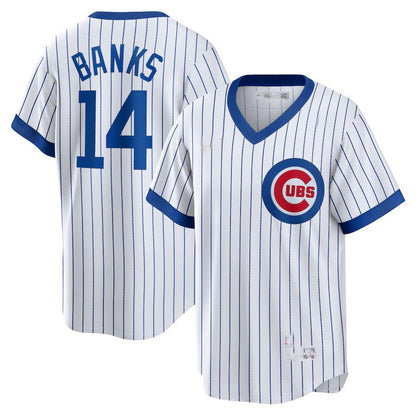 Chicago Cubs#14  Ernie Banks White Home Cooperstown Collection Player Jersey Baseball Jerseys