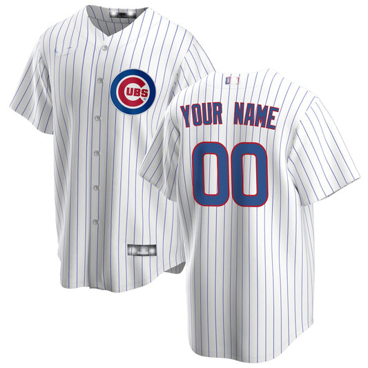 Custom Chicago Cubs White Home Replica Custom Jersey Baseball Jerseys