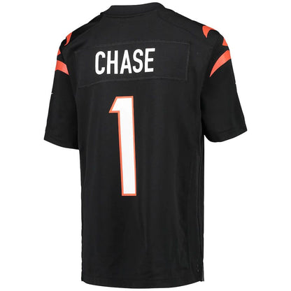 C.Bengals #1 Ja'Marr Chase Black Game Jersey Stitched American Football Jerseys