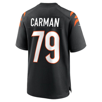 C.Bengals #79 Jackson Carman Black Game Jersey Stitched American Football Jerseys