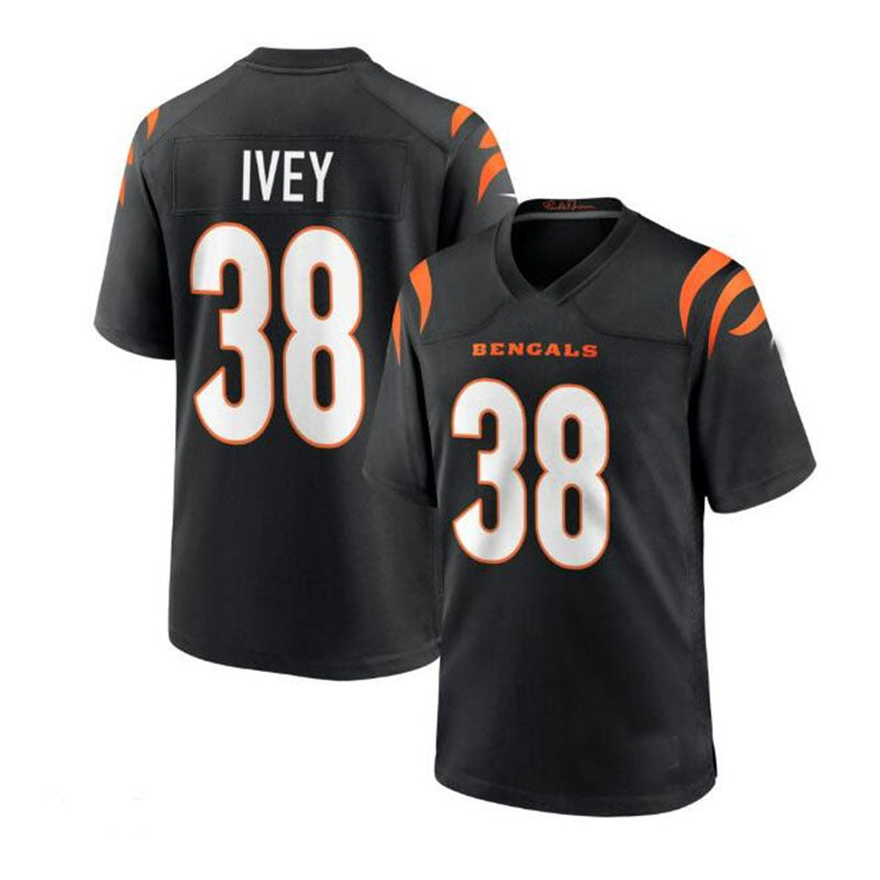 C.Bengals #38 DJ Ivey Game Jersey - Black Stitched American Football Jerseys