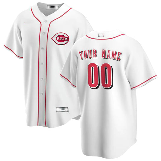 Custom Cincinnati Reds White Home Replica Custom Jersey Baseball Jerseys