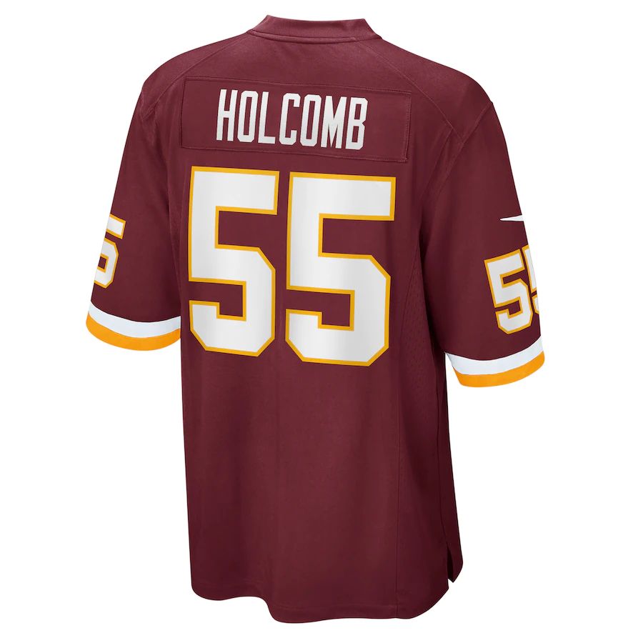 W.Football Team #55 Cole Holcomb Burgundy Game Player Jersey Stitched American Football Jerseys