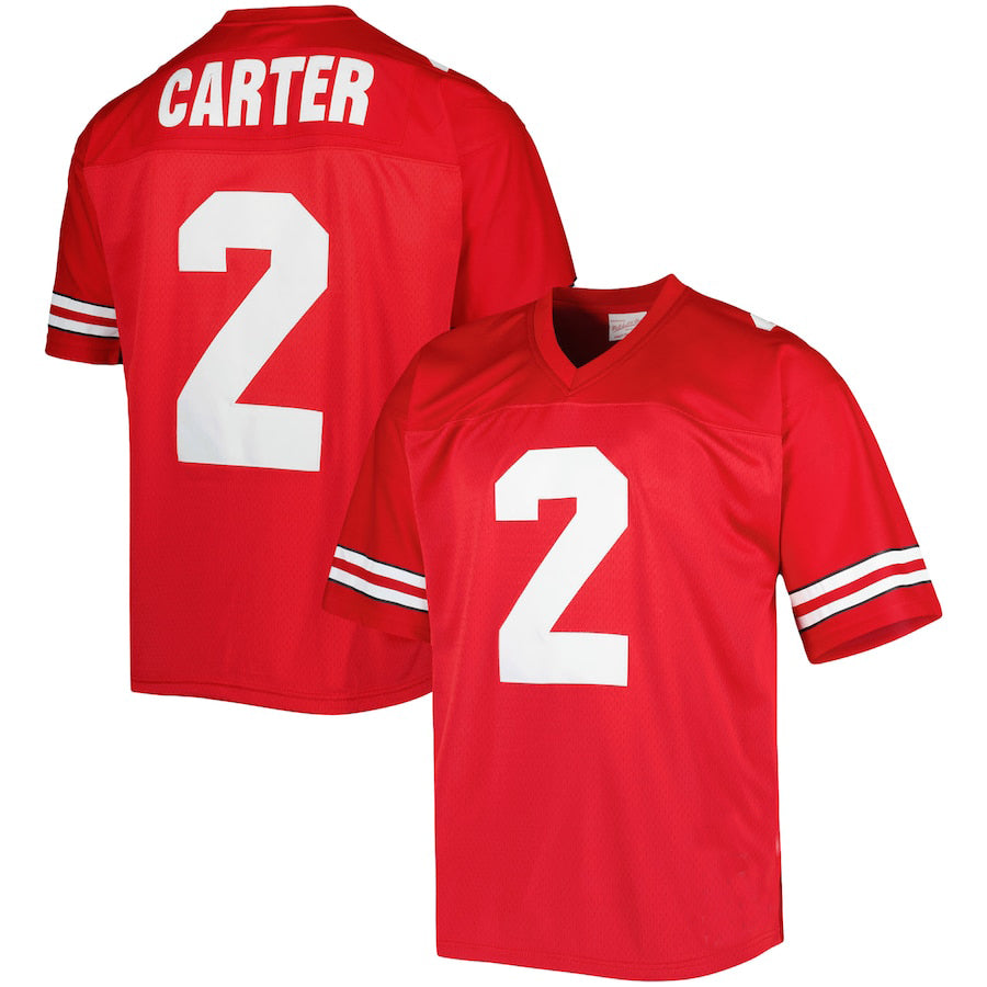 O.State Buckeyes #2 Cris Carter Mitchell & Ness Authentic Jersey Scarlet Football Jersey Stitched American College Jerseys