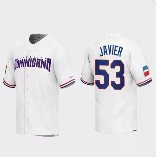 #53 Cristian Javier Dominican Republic Baseball 2023 World Baseball Classic Replica Jersey – White Stitches Baseball Jerseys
