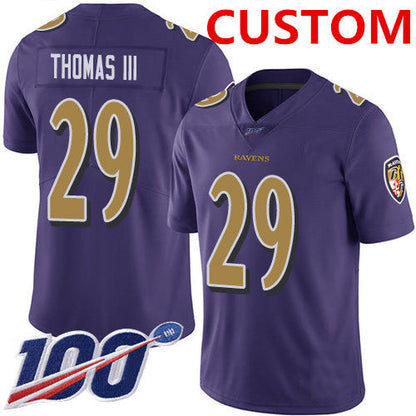 Custom B.Ravens Purple  Limited Rush 100th Season Jersey Stitched Football Jerseys