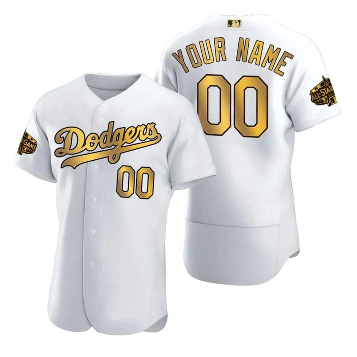 Custom Los Angeles Dodgers White Gold 2022 All Star Game Stitched Jerseys Elite Baseball Jerseys