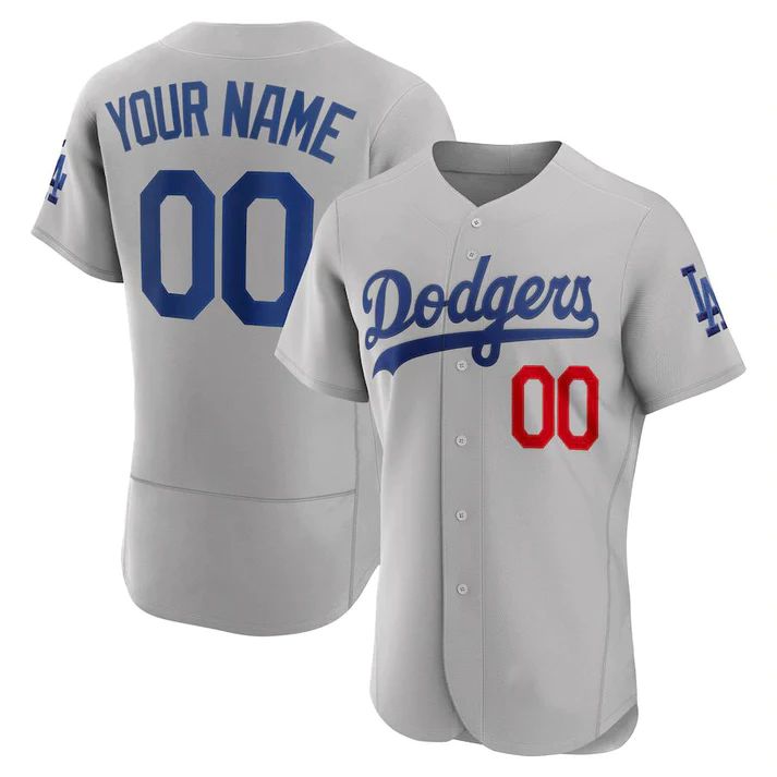 Custom Los Angeles Dodgers Grey Stitched Jerseys Baseball Jerseys