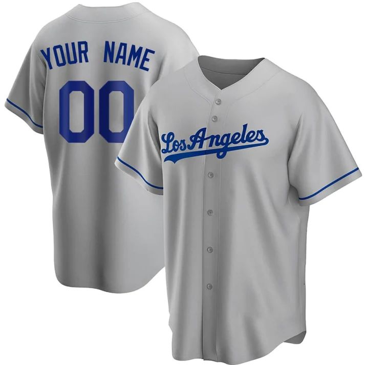 Custom Los Angeles Dodgers Grey Stitched Jerseys Men Youth Women Letter And Numbers Birthday Gift Baseball Jerseys
