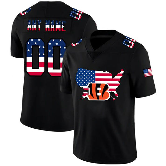 Custom C.Bengals Black Limited Fashion Flag Stitched Jerseys Stitched American Football Jerseys