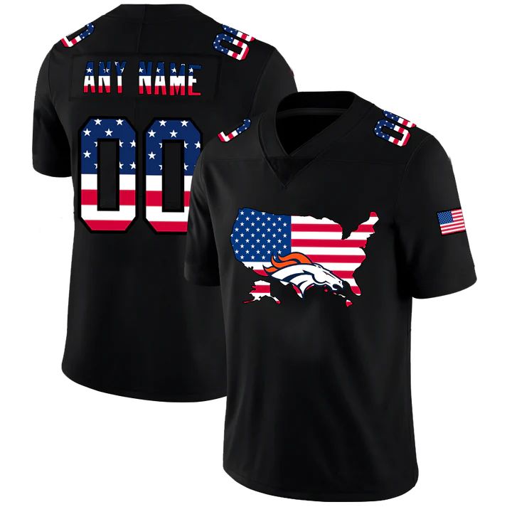 Custom D.Broncos Football Black Limited Fashion Flag Stitched Jerseys Football Jerseys