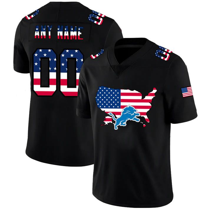 Custom D.Lions Football Black Limited Fashion Flag Stitched Jerseys Football Jerseys