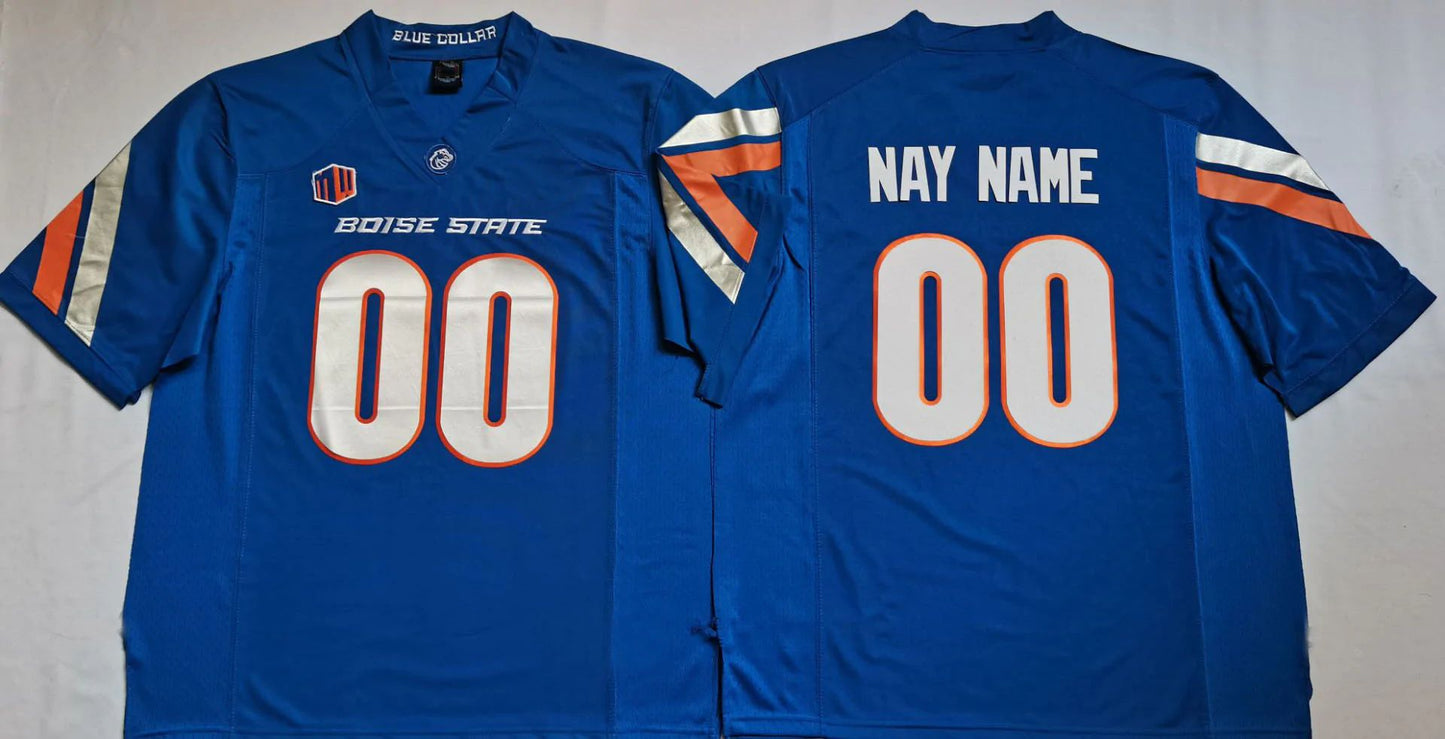 Custom Football Boise State D.Broncos Blue Jersey Men's Short Sleeve American College Jerseys Football Jerseys