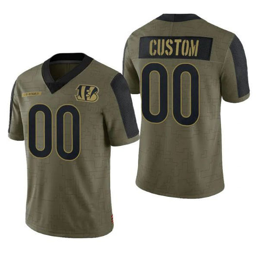 Custom C.Bengals Olive 2021 Salute To Service Limited Jersey Name And Number Size S to 6XL Christmas Birthday Gift Stitched American Football Jerseys