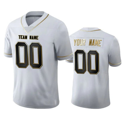 Custom SF.49ers Any Team and Number and Name White Golden Edition American Jerseys Football Jerseys