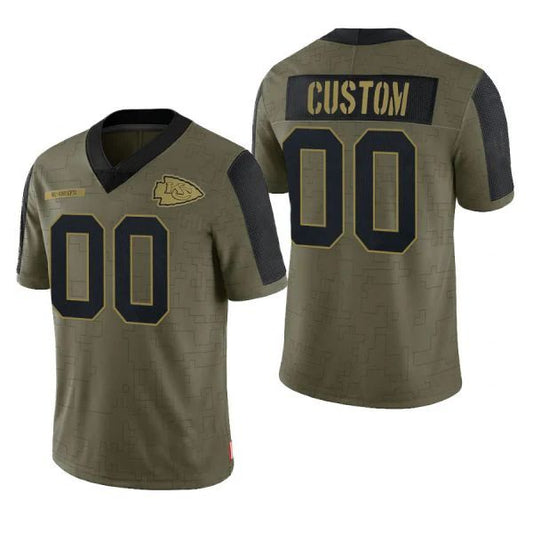 Custom Football KC.Chiefs Olive 2021 Salute To Service Limited Jersey Football Jerseys