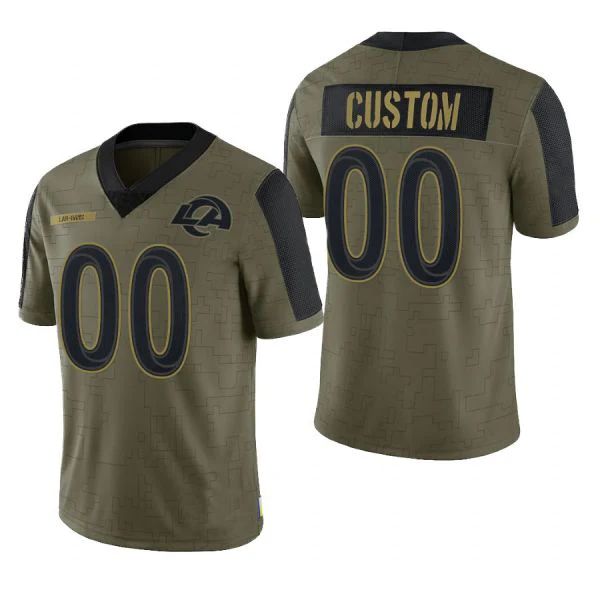 Custom Football LA.Rams Olive 2021 Salute To Service Limited Jersey Football Jerseys