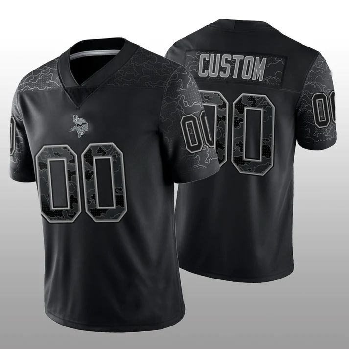 Custom Football MN.Vikings Stitched Black RFLCTV Limited Jersey Football Jerseys