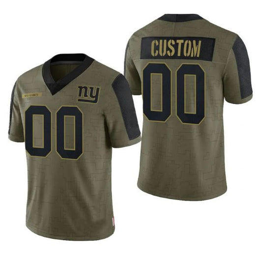 Custom Football NY.Giants Olive 2021 Salute To Service Limited Jersey Football Jerseys