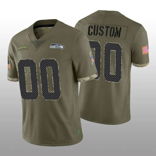 Custom Football S.Seahawks Stitched Olive 2022 Salute To Service Limited Jersey Football Jerseys