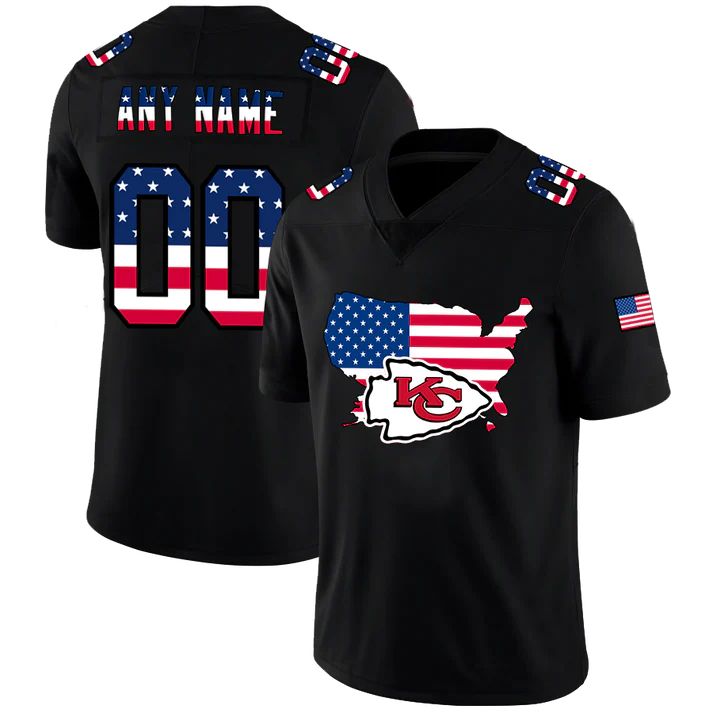 Custom KC.Chiefs Football Black Limited Fashion Flag Stitched Jerseys Football Jerseys