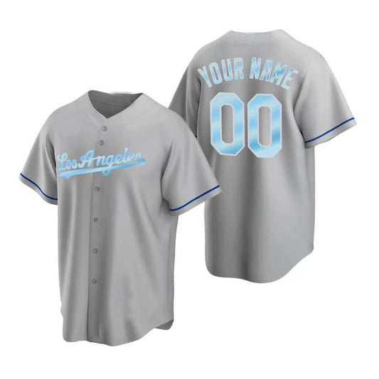 Custom Los Angeles Dodgers Gray Blue Jersey Stitched Personalized Baseball Team Jerseys Baseball Jerseys