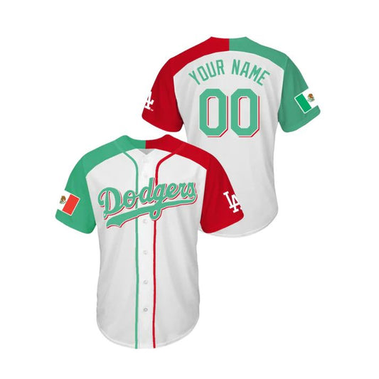 Custom Los Angeles Dodgers Jerseys Mexican Heritage Night White Cool Base Jerse Baseball Jerseys