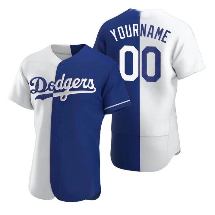 Custom Los Angeles Dodgers White Blue Jersey Stitched Baseball Split Jerseys Baseball Jerseys