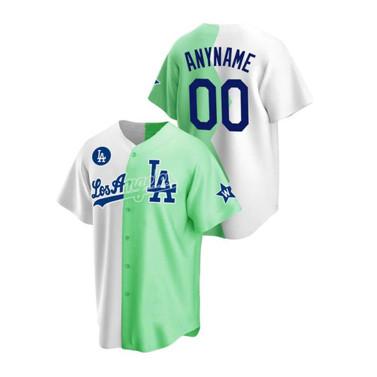 Custom Los Angeles Dodgers jersey 2022 All Star Celebrity Softball Game White Green Split Baseball Annivers Baseball Jerseys