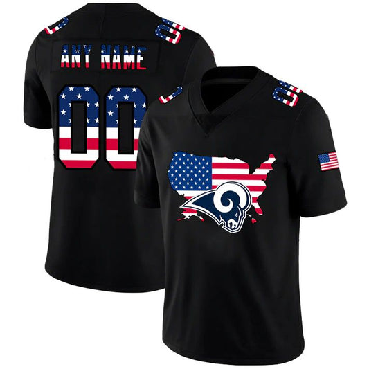 Custom LA.Rams Football Black Limited Fashion Flag Stitched Jerseys Football Jerseys